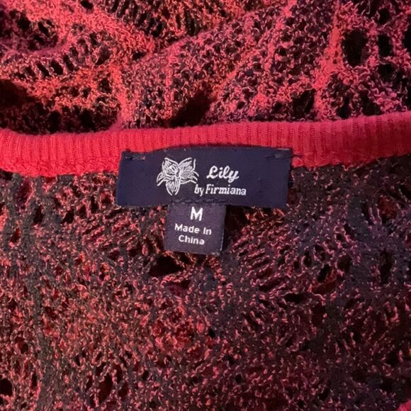 Lily by Firmiana Red 3/4 Sleeve Asymmetrical Tunic Blouse Shirt Women M Polyeste - Picture 5 of 9